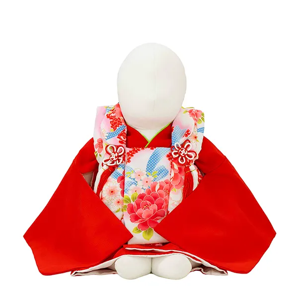 女児ベビー着物　薔薇テープ　白