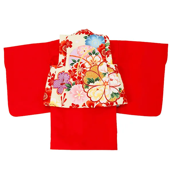 女児ベビー着物　大花　ベージュ