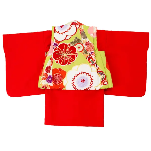 女児ベビー着物　梅　黄緑