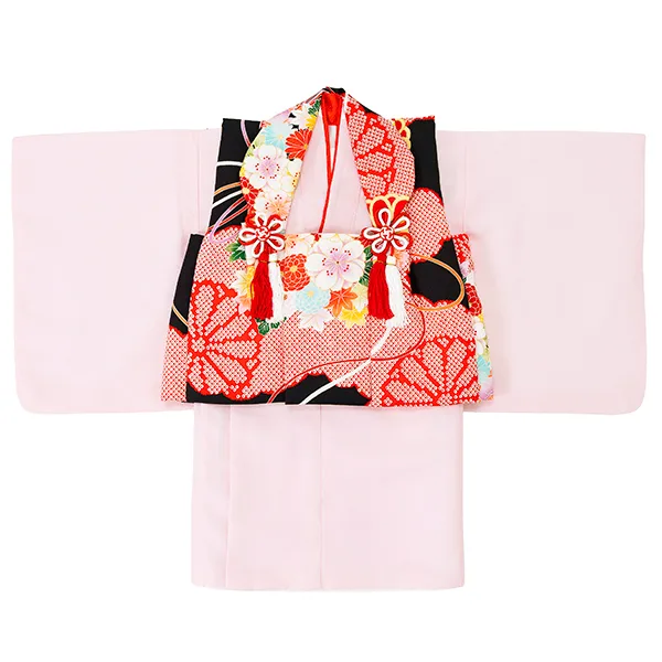 女児ベビー着物　くす玉　黒