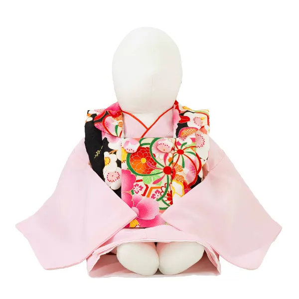 女児ベビー着物　ねじり梅　黒