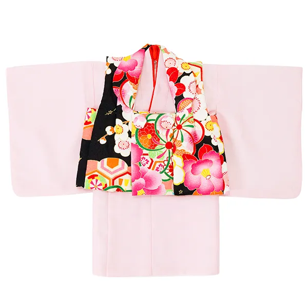 女児ベビー着物　ねじり梅　黒