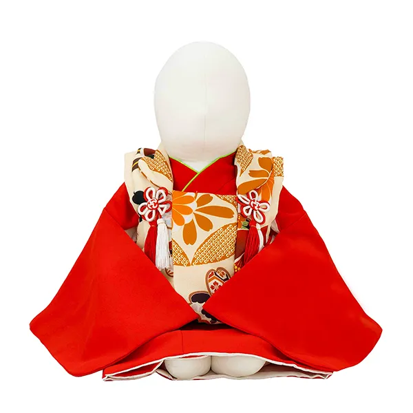 女児ベビー着物　椿　ベージュ