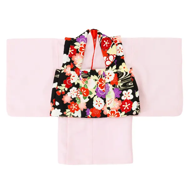 女児ベビー着物　雪輪　黒