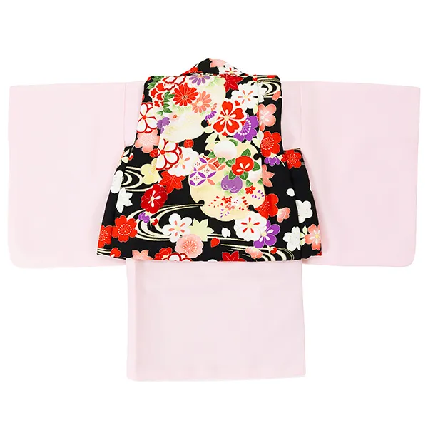 女児ベビー着物　雪輪　黒