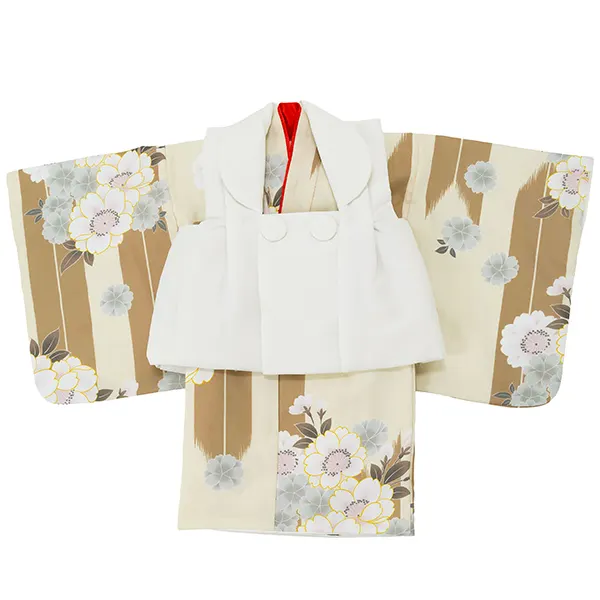 女児ベビー着物　矢絣　ベージュ