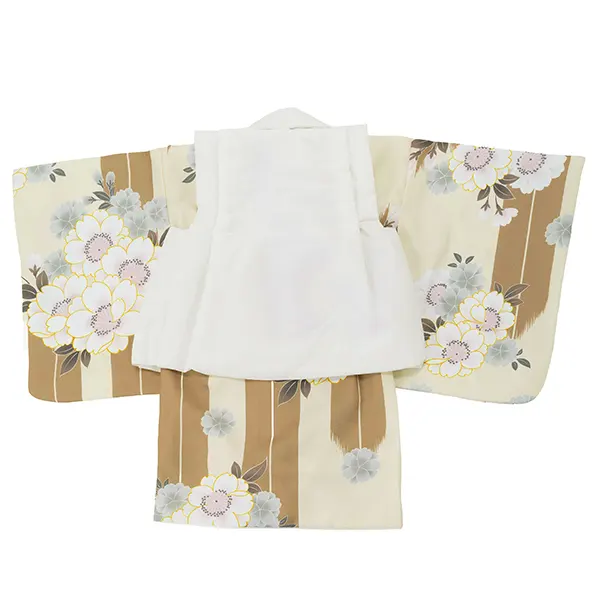 女児ベビー着物　矢絣　ベージュ