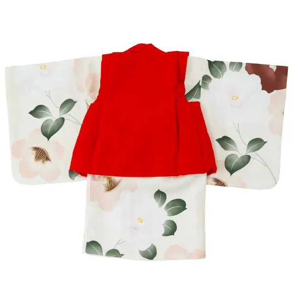 女児ベビー着物　椿　薄ピンク