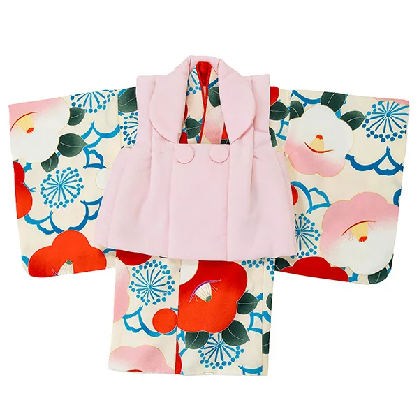 女児ベビー着物　椿　オフ