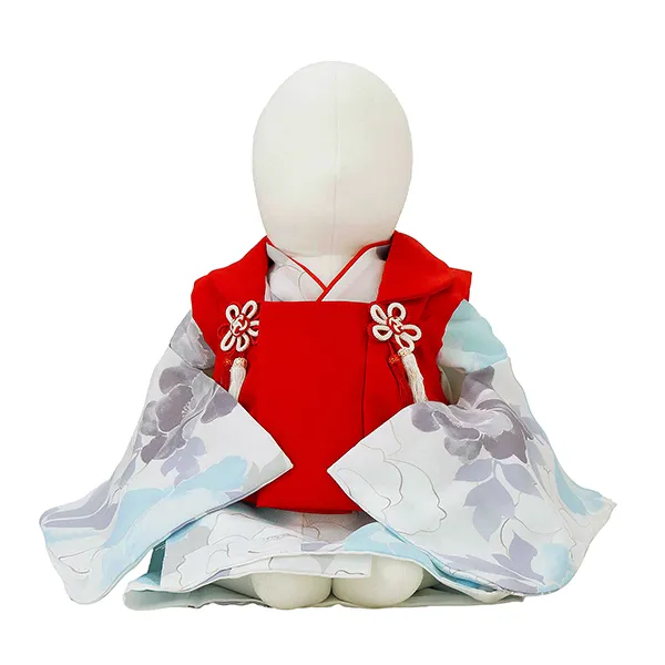 女児ベビー着物　かすれ花　ブルー