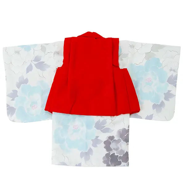 女児ベビー着物　かすれ花　ブルー