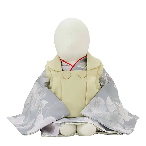 女児ベビー着物　かすれ花　グレー