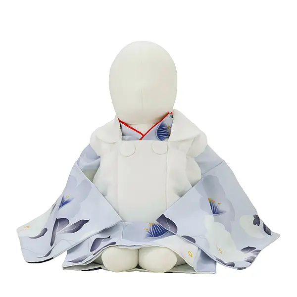 女児ベビー着物　椿　薄ブルー