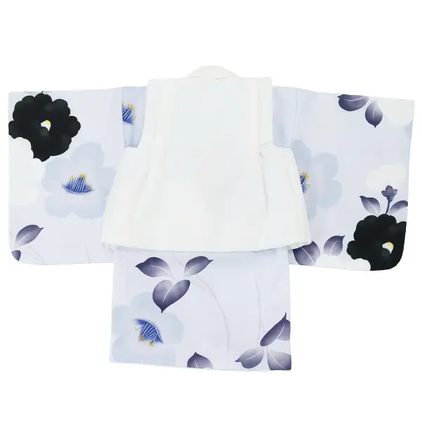 女児ベビー着物　椿　薄ブルー