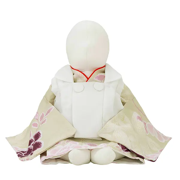 女児ベビー着物　かすれ花　ベージュ