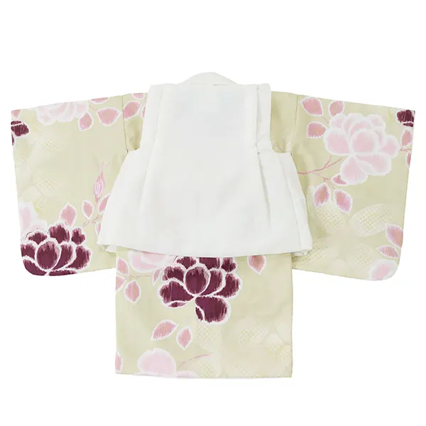 女児ベビー着物　かすれ花　ベージュ