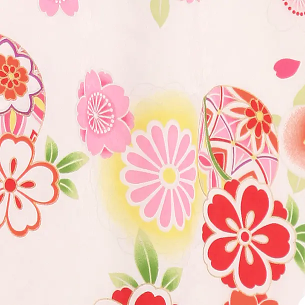 女児卒園袴【刺繍】 白　まり矢羽