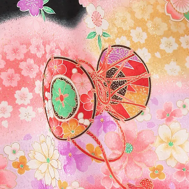 女児卒園袴【刺繍】 黒　鼓