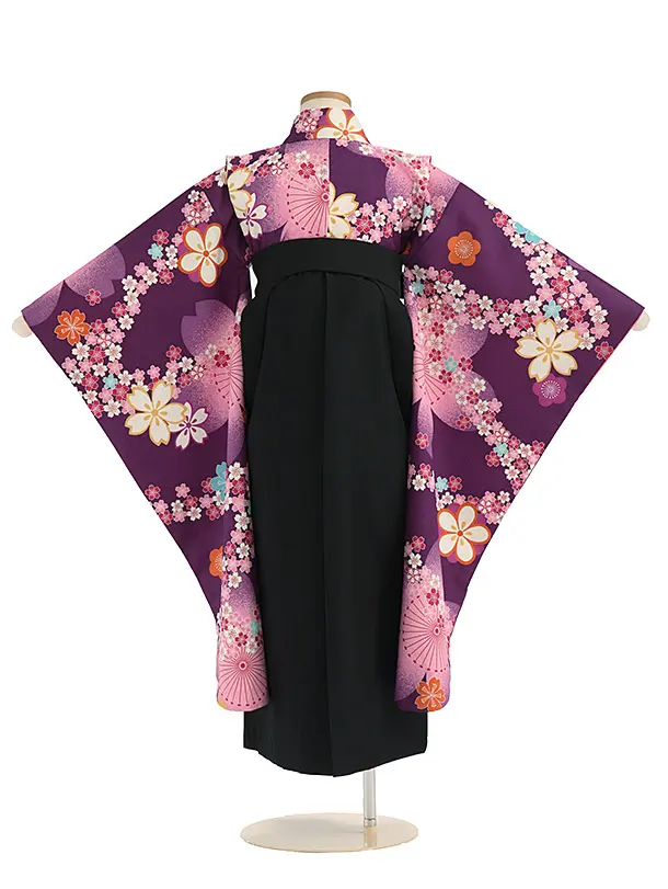 女児卒園袴【刺繍】 紫　小桜流水