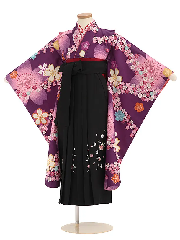 女児卒園袴【刺繍】 紫　小桜流水