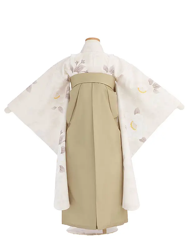 女児卒園袴【刺繍袴】ぼたん　くすみベージュ