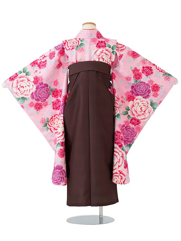 女児卒園袴【刺繍袴】小紋　薔薇　ピンク