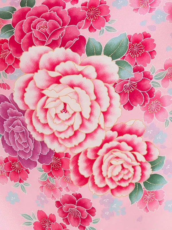女児卒園袴【刺繍袴】小紋　薔薇　ピンク