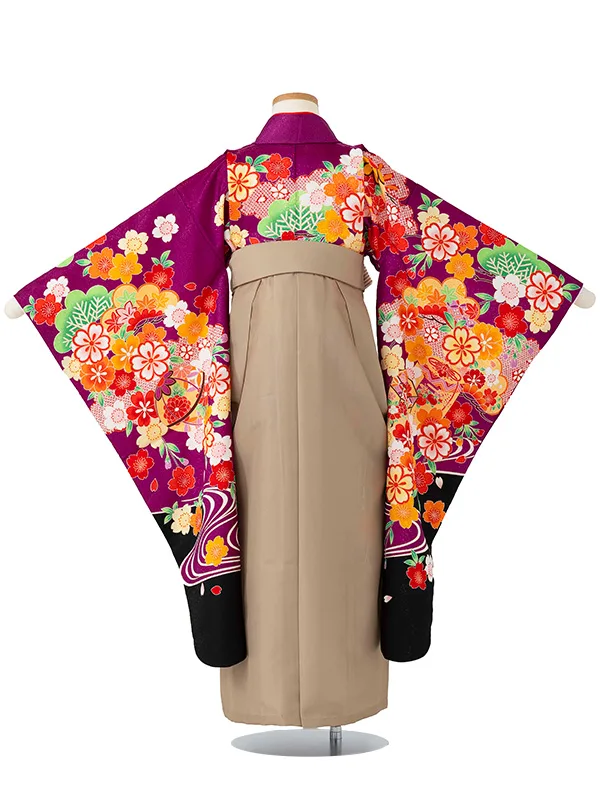 女児卒園袴【刺繍袴】貝桶　パープル