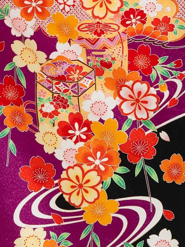 女児卒園袴【刺繍袴】貝桶　パープル