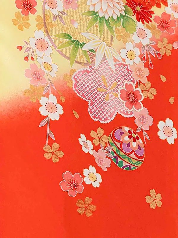 女児卒園袴【刺繍袴】まりに桜疋田　クリーム