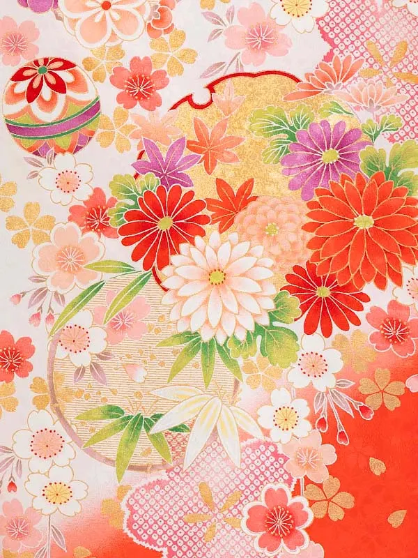 女児卒園袴【刺繍袴】まりに桜疋田　白