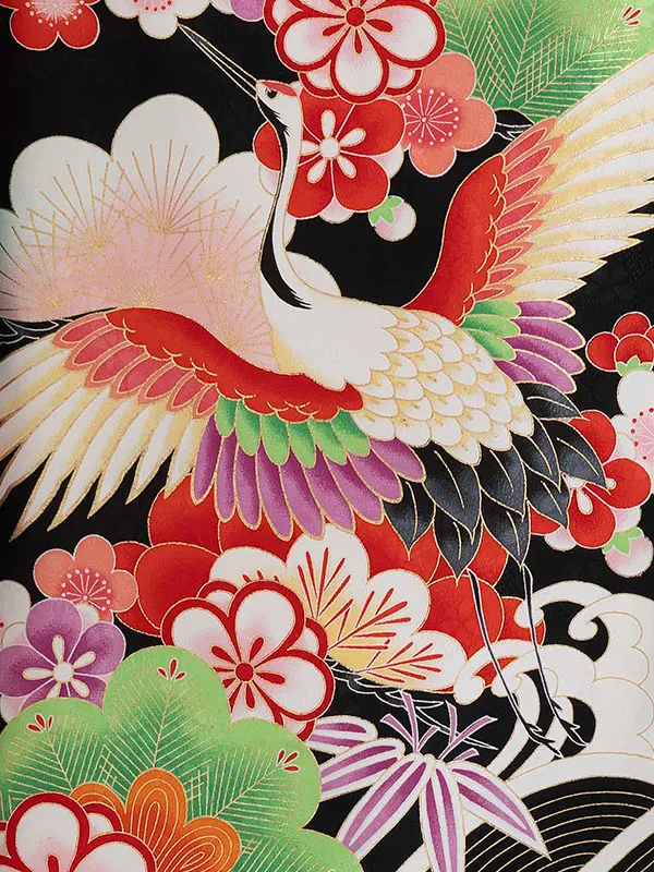 女児卒園袴【刺繍袴】ツル　黒