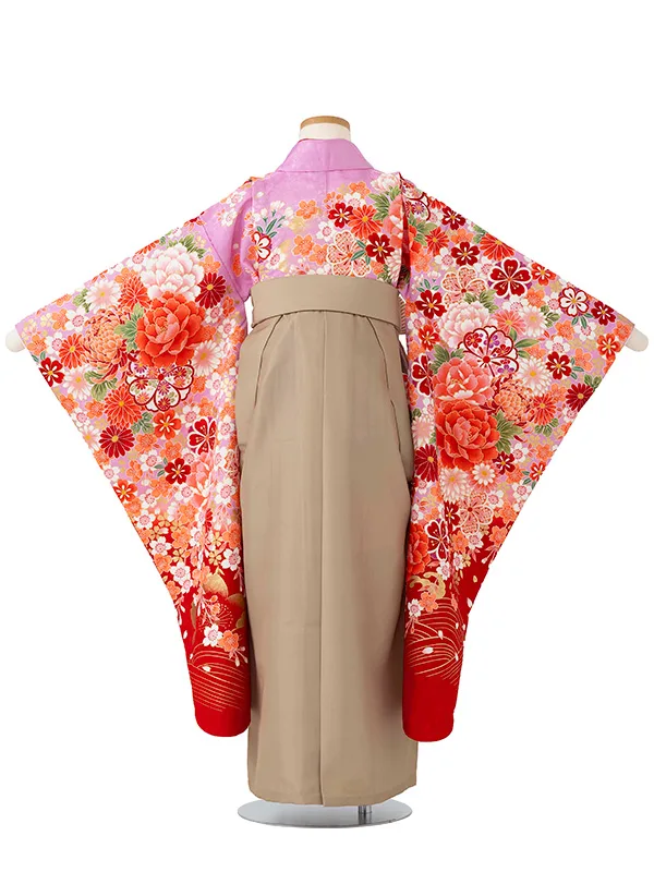 女児卒園袴【刺繍袴】まりに乱菊　藤色