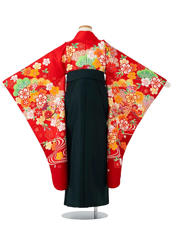 女児卒園袴【刺繍袴】貝桶　赤