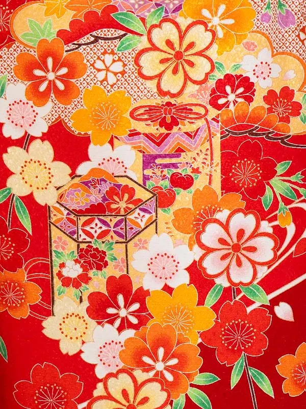 女児卒園袴【刺繍袴】貝桶　赤