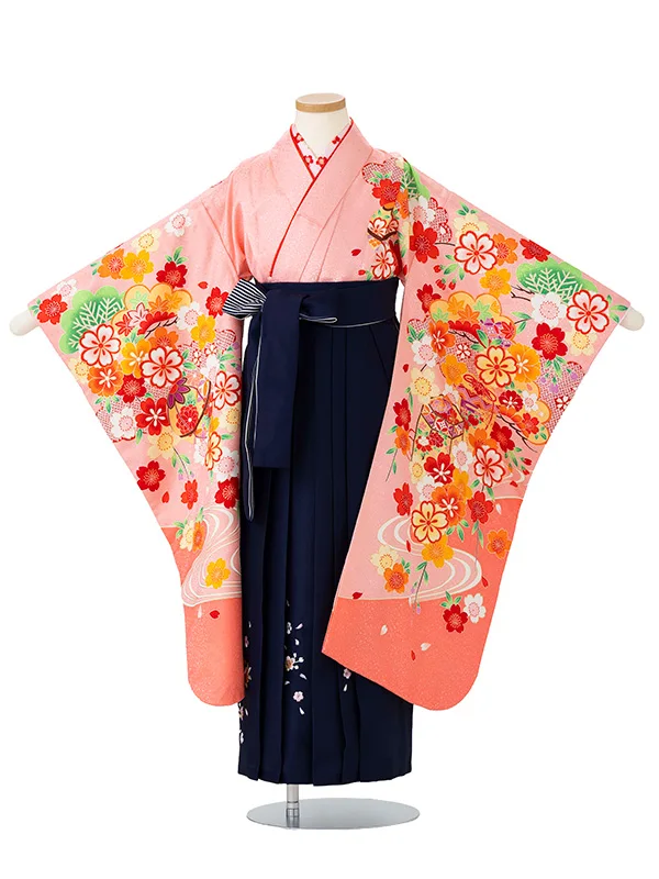 女児卒園袴【刺繍袴】貝桶　ピンク