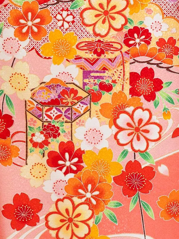 女児卒園袴【刺繍袴】貝桶　ピンク