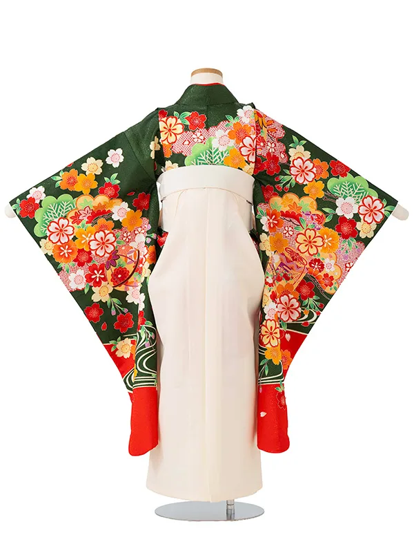 女児卒園袴【刺繍袴】貝桶　グリーン