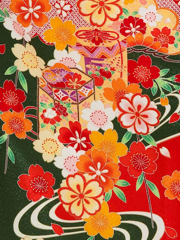 女児卒園袴【刺繍袴】貝桶　グリーン