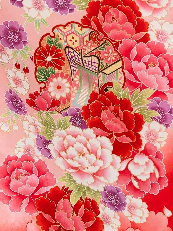 女児卒園袴【刺繍袴】御所車に雪輪　ピンク