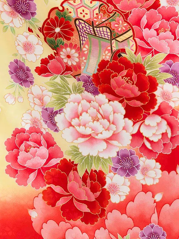 女児卒園袴【刺繍袴】御所車に雪輪　クリーム