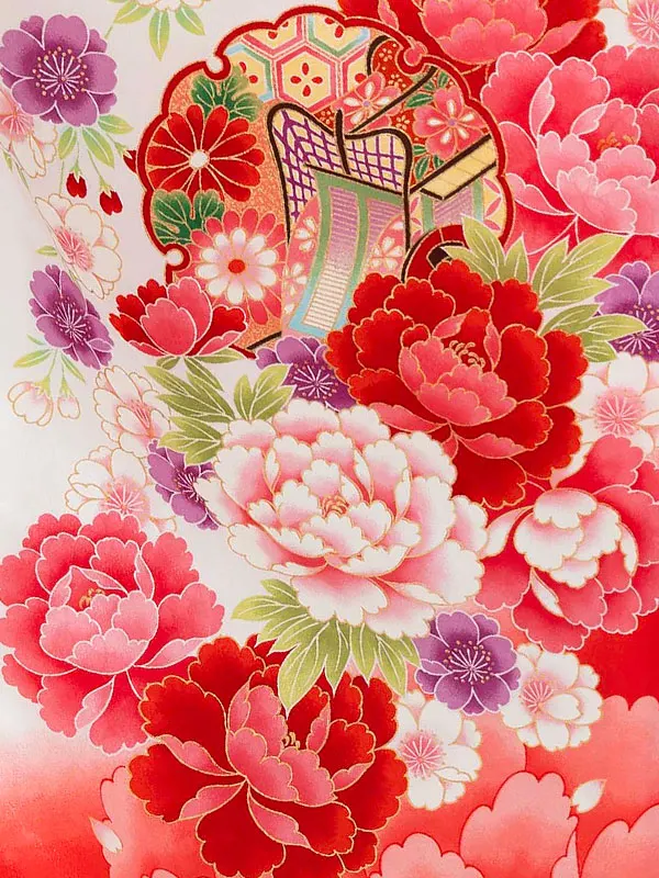 女児卒園袴【刺繍袴】御所車に雪輪　白