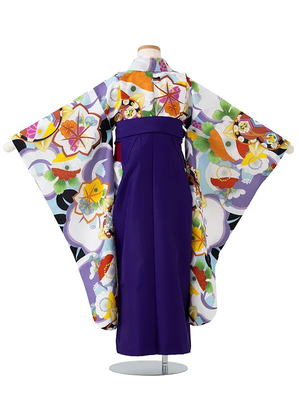 女児卒園袴【刺繍袴】洋風椿　ブルー