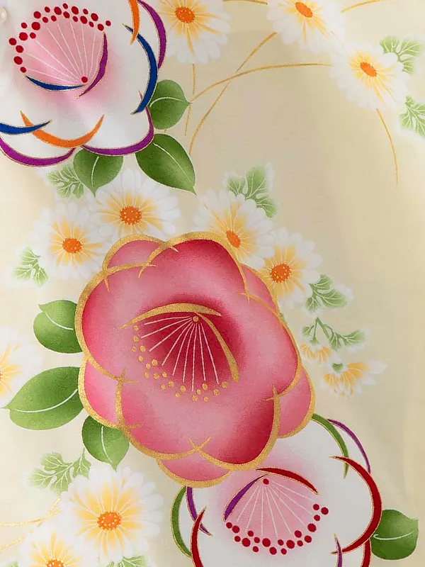 女児卒園袴【刺繍袴】椿　クリーム