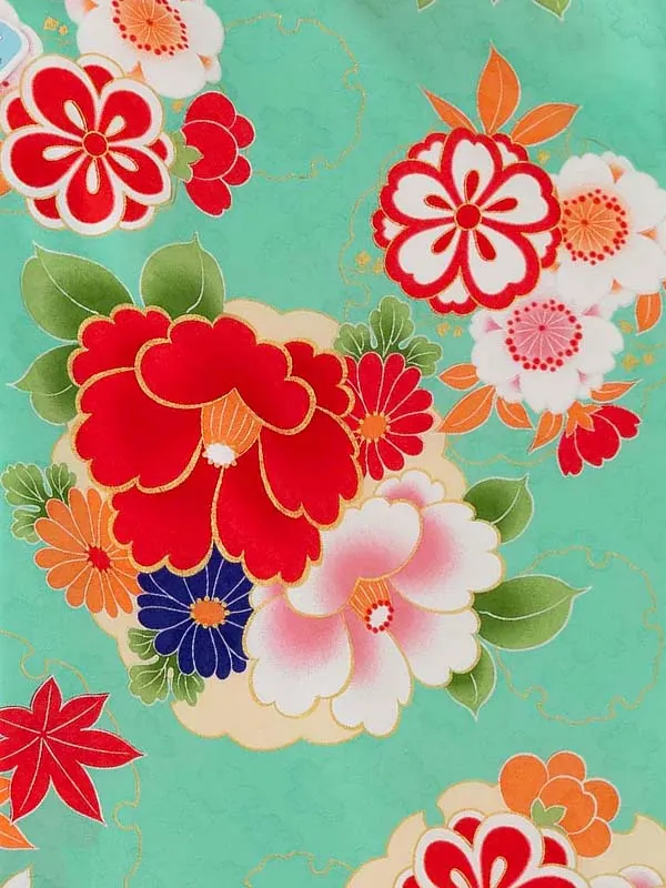 女児卒園袴【刺繍袴】椿　グリーン