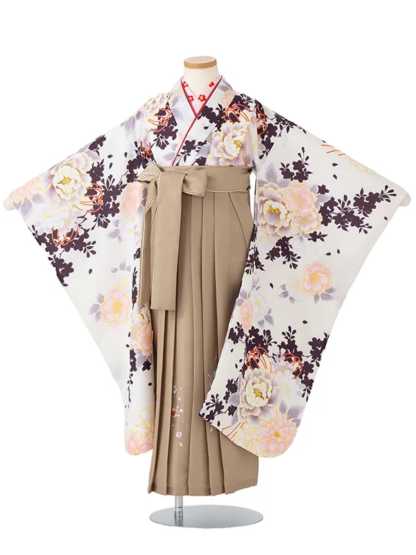 女児卒園袴【刺繍袴】桜シルエット　白