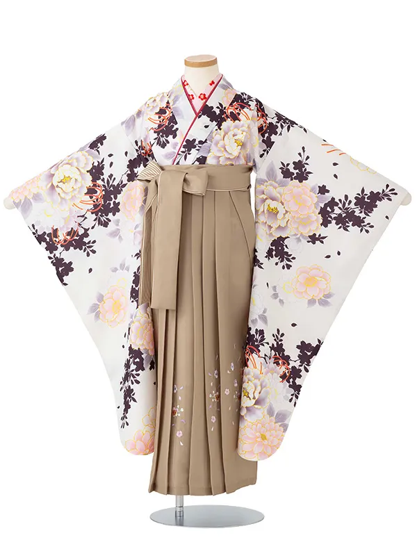 女児卒園袴【刺繍袴】桜シルエット　白