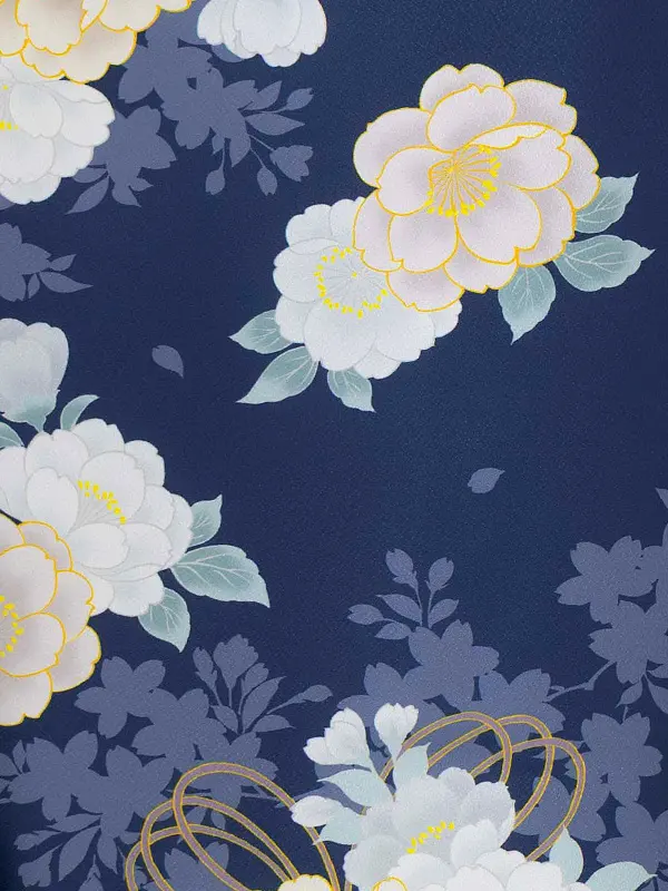 女児卒園袴【刺繍袴】桜シルエット　紺