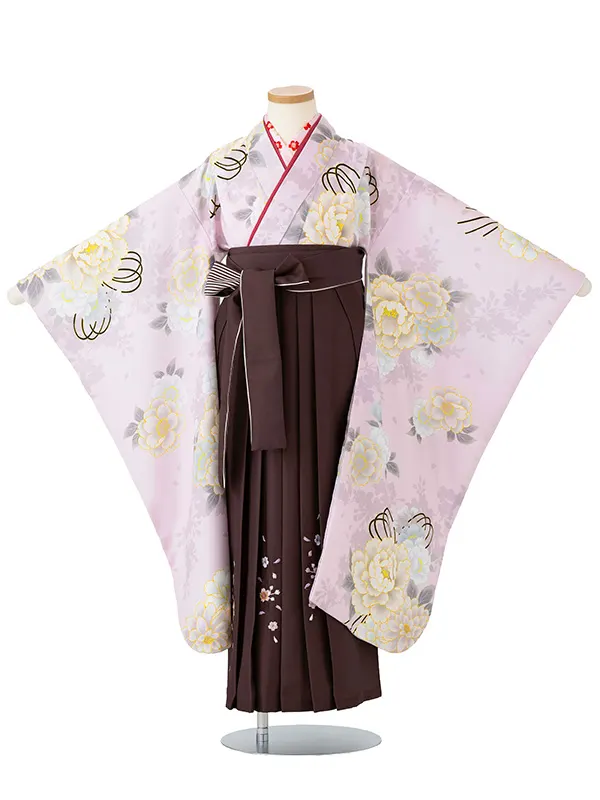 女児卒園袴【刺繍袴】桜シルエット　藤色