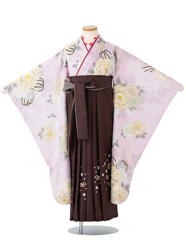 女児卒園袴【刺繍袴】桜シルエット　藤色